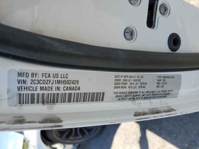 2C3CDZFJ1MH502429 - 2021 DODGE CHALLENGER R/T SCAT PACK WHITE photo 13