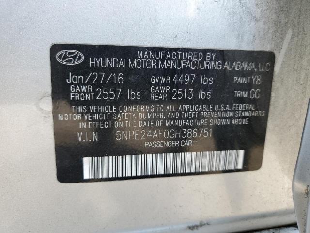 5NPE24AF0GH386751 - 2016 HYUNDAI SONATA SE SILVER photo 13