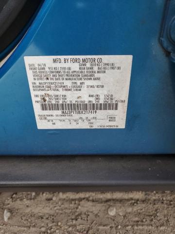 MAJ3P1TE8JC217419 - 2018 FORD ECOSPORT SE Bleu photo 12