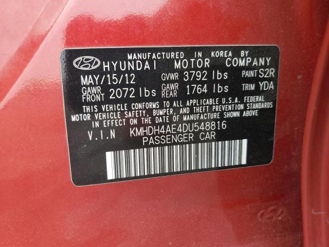 KMHDH4AE4DU548816 - 2013 HYUNDAI ELANTRA GLS RED photo 13