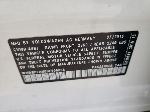 WVWBP7AN0GE505086 - 2016 VOLKSWAGEN CC BASE WHITE photo 13