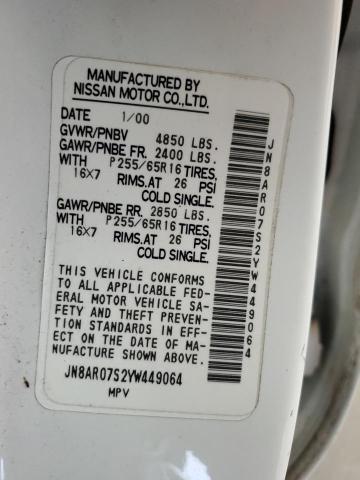 JN8AR07S2YW449064 - 2000 NISSAN PATHFINDER LE Ağ foto 14