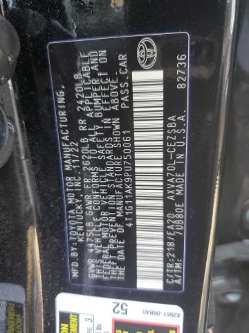 4T1G11AK9PU750061 - 2023 TOYOTA CAMRY SE NIGHT SHADE BLACK photo 12