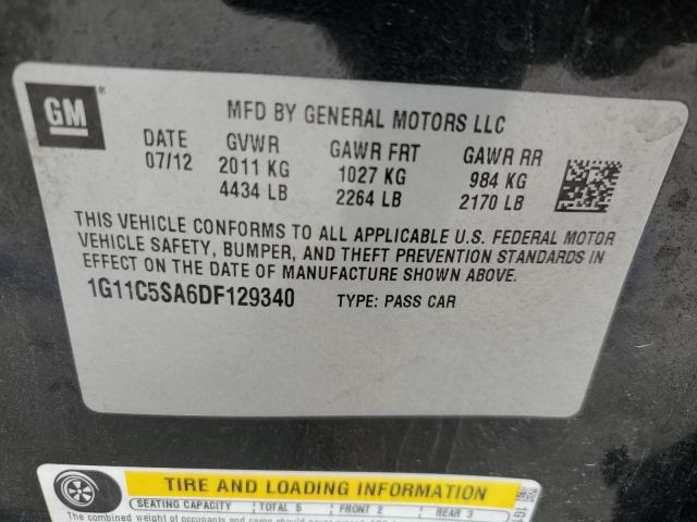 1G11C5SA6DF129340 - 2013 CHEVROLET MALIBU 1LT BLACK photo 12