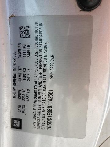 1G6DC1E38D0102561 - 2013 CADILLAC CTS SILVER photo 13