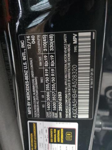 4JGDA5HB4FA528320 - 2015 MERCEDES-BENZ ML 350 4MATIC BLACK photo 14