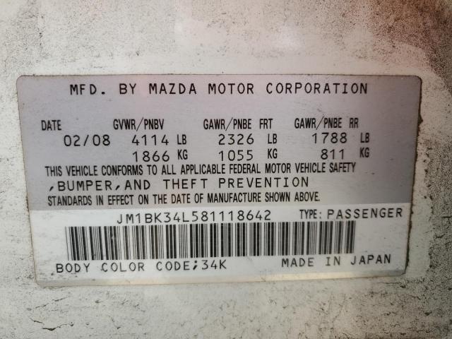 JM1BK34L581118642 - 2008 MAZDA SPEED 3 WHITE photo 13