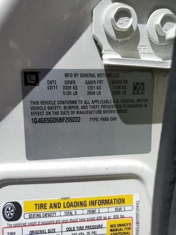 1G4GE5GD6BF299222 - 2011 BUICK LACROSSE CXS WHITE photo 12