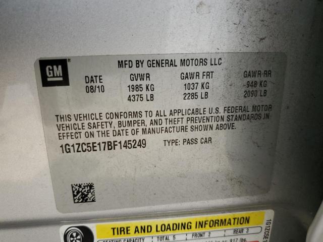 1G1ZC5E17BF145249 - 2011 CHEVROLET MALIBU 1LT 银色 照片 12