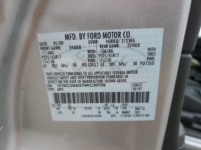 1FMCU94G79KC30709 - 2009 FORD ESCAPE LIMITED SILVER photo 13