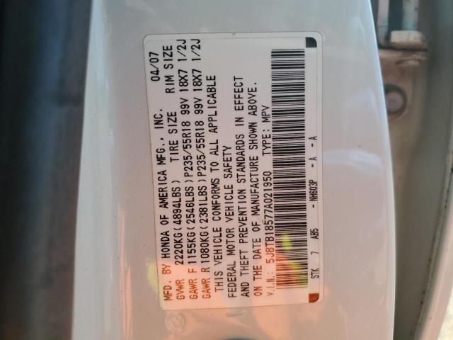 5J8TB18577A021950 - 2007 ACURA RDX TECHNOLOGY WHITE photo 13