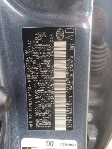 2T1BURHE3JC023460 - 2018 TOYOTA COROLLA L GRAY photo 13