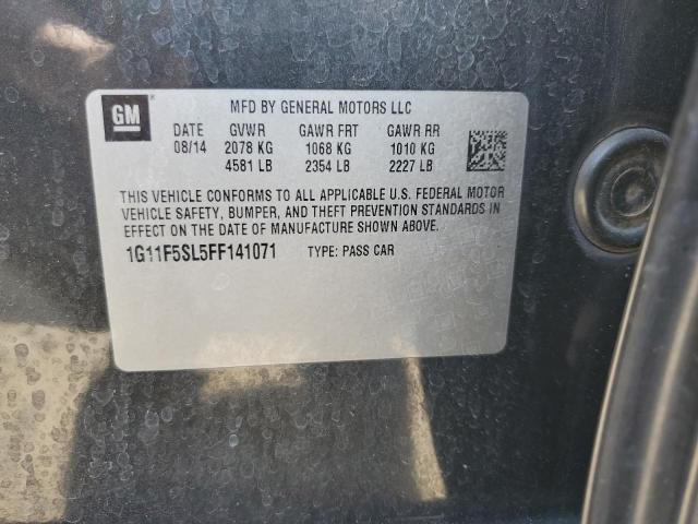 1G11F5SL5FF141071 - 2015 CHEVROLET MALIBU LTZ ნაცრისფერი ფოტო 12