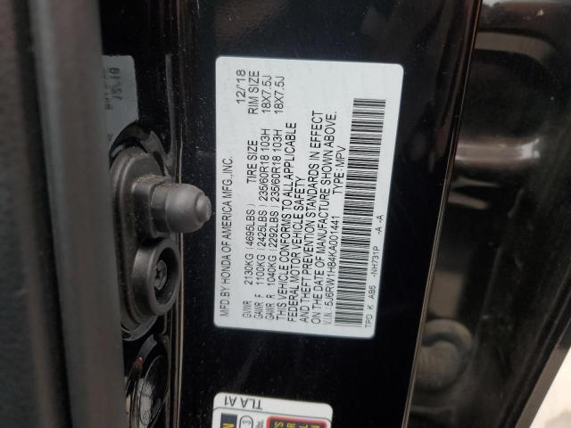 5J6RW1H84KA001441 - 2019 HONDA CR-V EXL BLACK photo 12