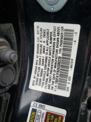 19XFA1F62AE080239 - 2010 HONDA CIVIC LX-S أسود صورة 13