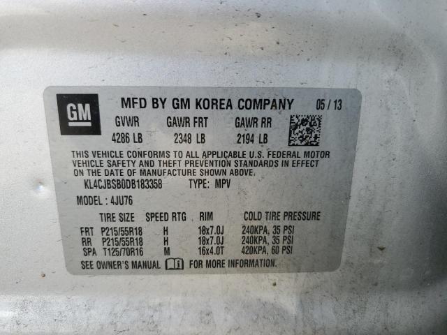 KL4CJBSB0DB183358 - 2013 BUICK ENCORE CONVENIENCE ვერცხლისფერი ფოტო 12