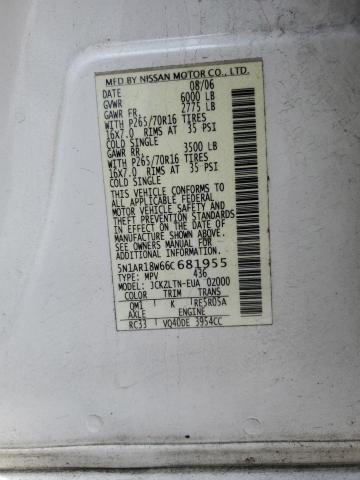 5N1AR18W66C681955 - 2006 NISSAN PATHFINDER LE WHITE photo 13