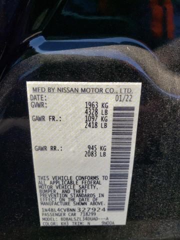 1N4BL4CV8NN327924 - 2022 NISSAN ALTIMA SR BLACK photo 12