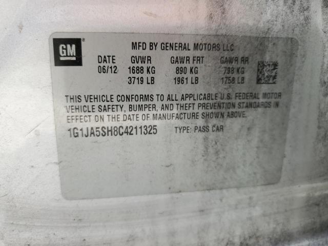 1G1JA5SH8C4211325 - 2012 CHEVROLET SONIC LS SILVER photo 12