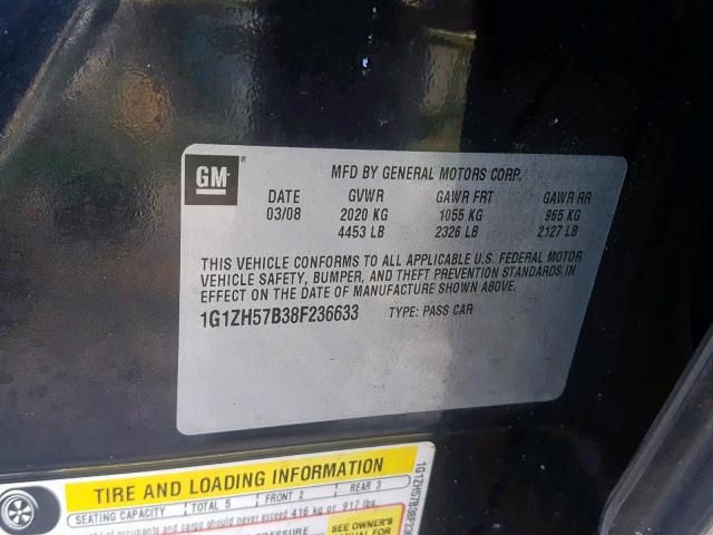 1G1ZH57B38F236633 - 2008 CHEVROLET MALIBU 1LT  照片 10