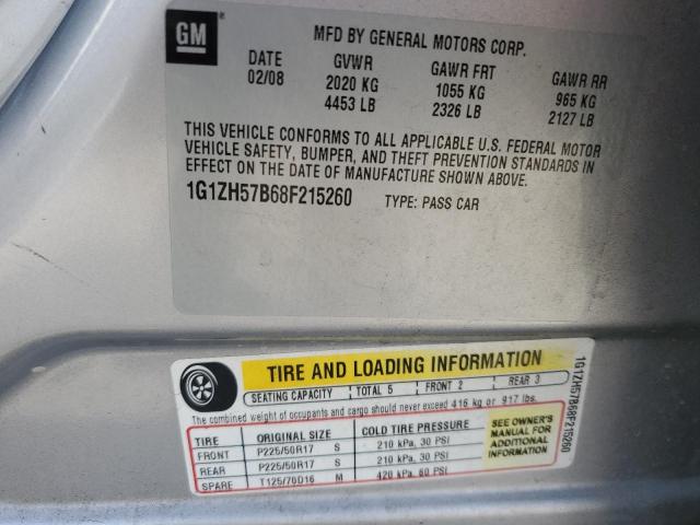 1G1ZH57B68F215260 - 2008 CHEVROLET MALIBU 1LT SILVER photo 12