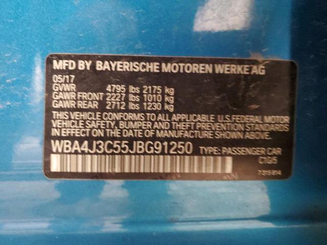 WBA4J3C55JBG91250 - 2018 BMW 430XI GRAN COUPE TEAL photo 12