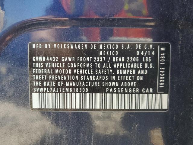 3VWPL7AJ7EM618309 - 2014 VOLKSWAGEN JETTA TDI BLUE photo 12