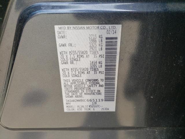 5N1AR2MN9EC665119 - 2014 NISSAN PATHFINDER S GRAY photo 13