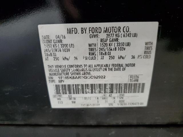 1FM5K8AR0GGC92922 - 2016 FORD EXPLORER POLICE INTERCEPTOR 黑色 照片 13