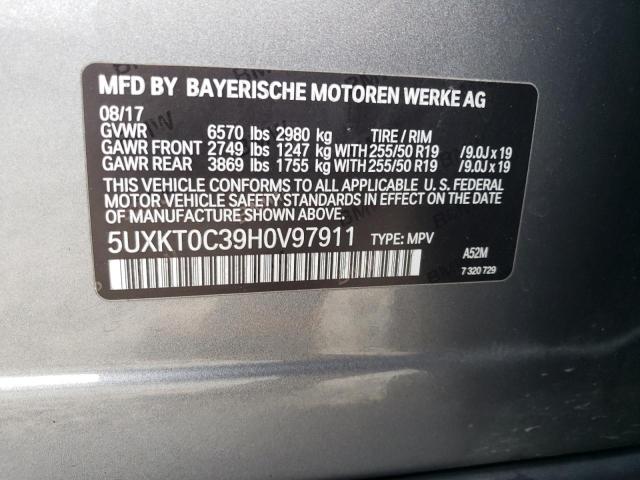 5UXKT0C39H0V97911 - 2017 BMW X5 XDR40E GRAY photo 13