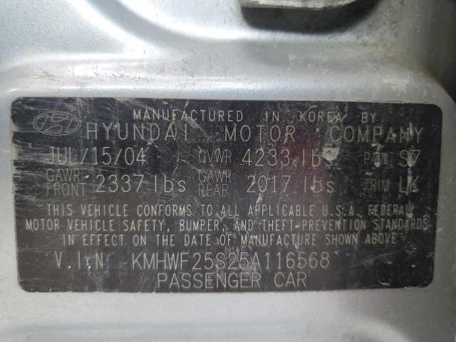 KMHWF25S25A116568 - 2005 HYUNDAI SONATA GL SILVER photo 12