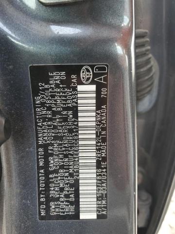 2T1BU4EE6CC831747 - 2012 TOYOTA COROLLA BASE Графитовый фото 12