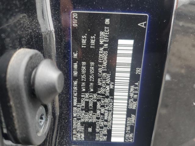 5TDGZRBH4LS504371 - 2020 TOYOTA HIGHLANDER XLE BLACK photo 12