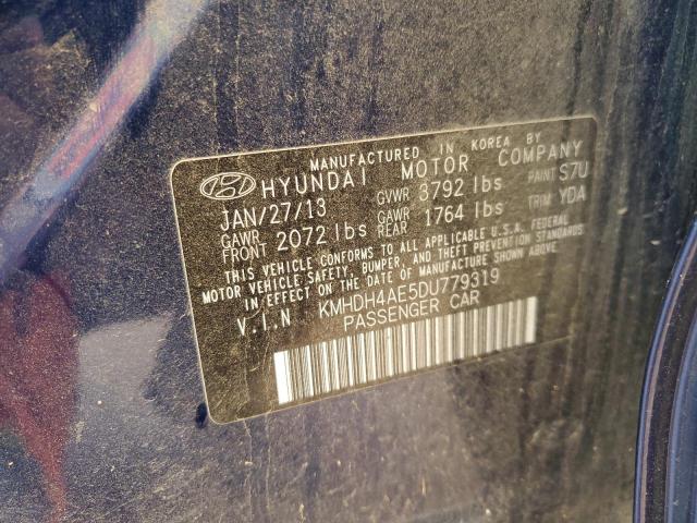 KMHDH4AE5DU779319 - 2013 HYUNDAI ELANTRA GLS BLUE photo 13