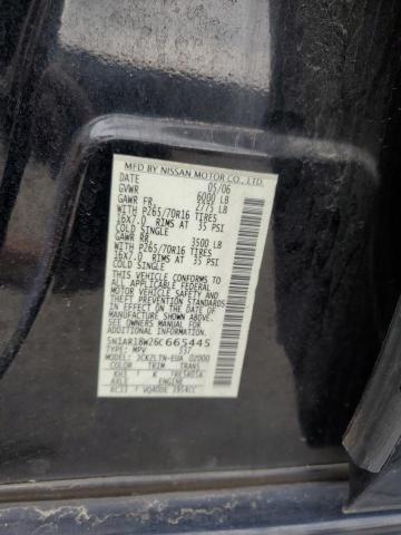 5N1AR18W26C665445 - 2006 NISSAN PATHFINDER LE შავი ფოტო 12