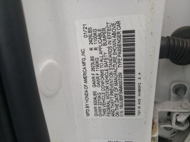 19UUB6F54MA007259 - 2021 ACURA TLX TECH A WHITE photo 12