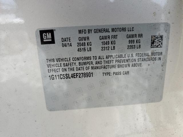 1G11C5SL4EF278901 - 2014 CHEVROLET MALIBU 1LT BEIGE photo 12