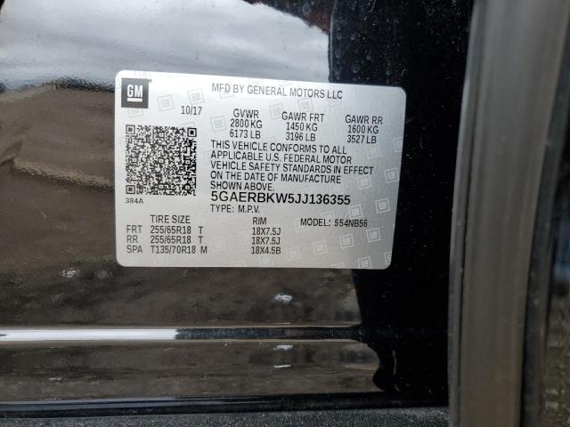 5GAERBKW5JJ136355 - 2018 BUICK ENCLAVE ESSENCE Սև լուսանկար 13