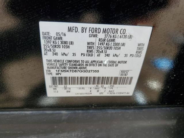 1FM5K7D87GGD27355 - 2016 FORD EXPLORER XLT Qara foto 13