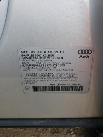 WA1LKAFP4AA095380 - 2010 AUDI Q5 PREMIUM PLUS SILVER photo 13