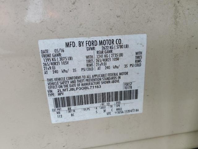 2LMTJ8LP3GBL71163 - 2016 LINCOLN MKX RESERVE Բեժ լուսանկար 14