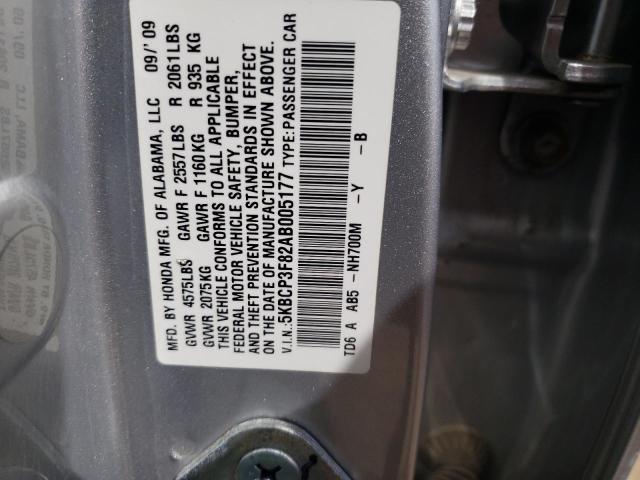 5KBCP3F82AB005177 - 2010 HONDA ACCORD EXL SILVER photo 12