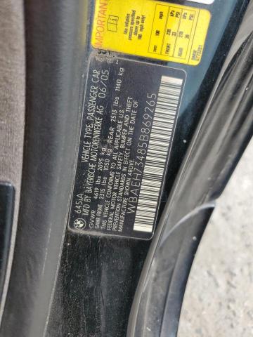 WBAEH73485B869265 - 2005 BMW 645 CI AUTOMATIC BLACK photo 12