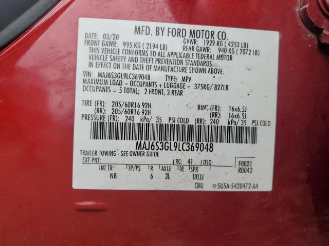 MAJ6S3GL9LC369048 - 2020 FORD ECOSPORT SE 红色 照片 13