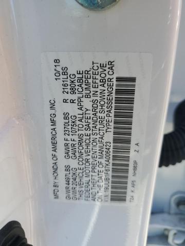 19UUB1F67KA006423 - 2019 ACURA TLX TECHNOLOGY WHITE photo 13