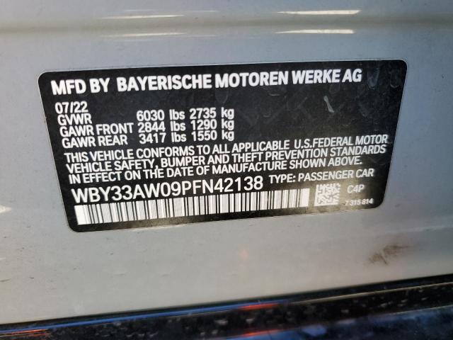 WBY33AW09PFN42138 - 2023 BMW I4 M50 GRAY photo 12