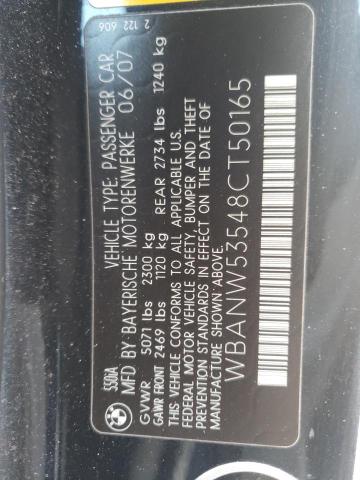 WBANW53548CT50165 - 2008 BMW 550 I BLACK photo 12