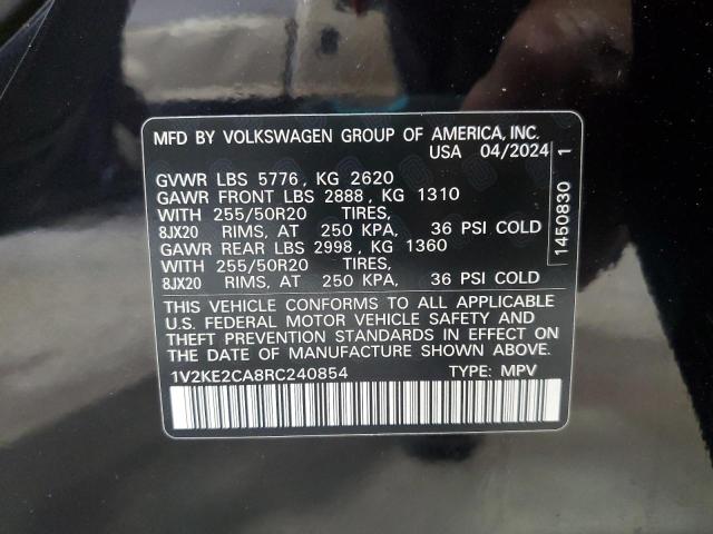 1V2KE2CA8RC240854 - 2024 VOLKSWAGEN ATLAS CROS SE BLACK photo 13