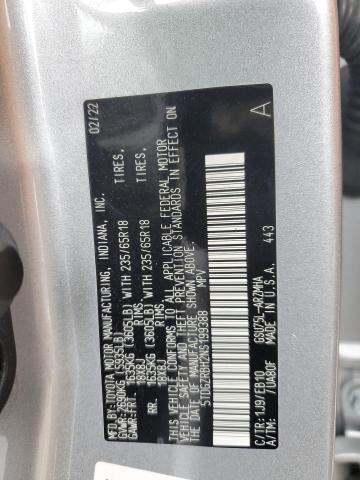 5TDGZRBH2NS199388 - 2022 TOYOTA HIGHLANDER XLE SILVER photo 13