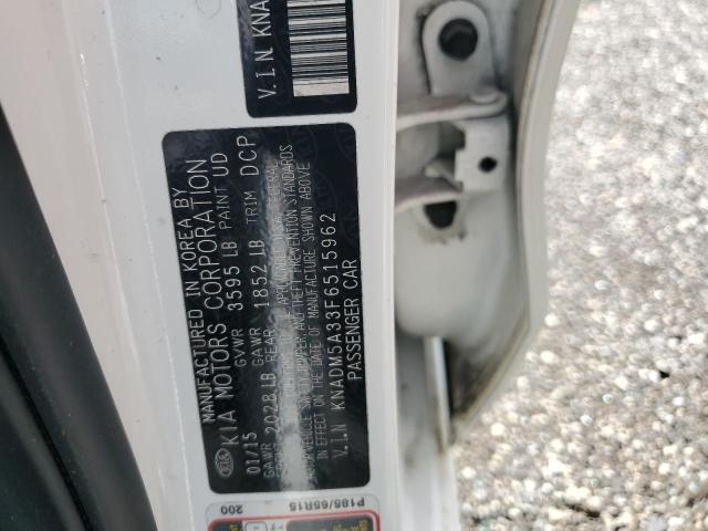 KNADM5A33F6515962 - 2015 KIA RIO LX WHITE photo 13